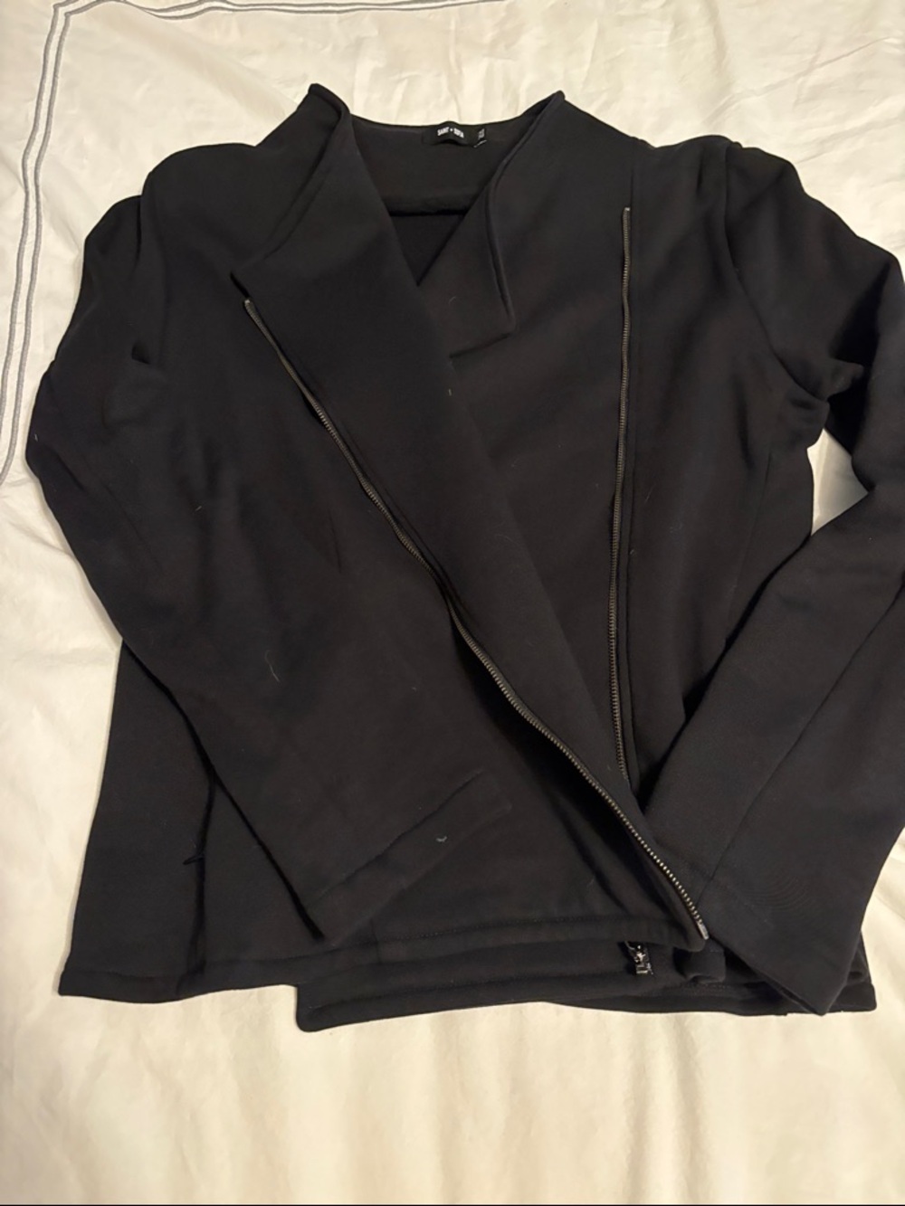 Women's Black Asymmetric Zip Blazer Jacket